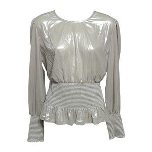 Wilfred Aritzia Ballad Blouse Grey Foil Metallic
